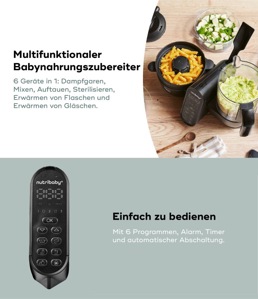 Babynahrungszubereiter Nutribaby(+) XL Black Multifunktional