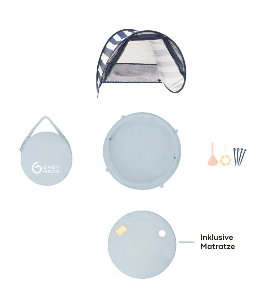 Strandmuschel 3-in-1 Aquani Marinière inlusive Matratze