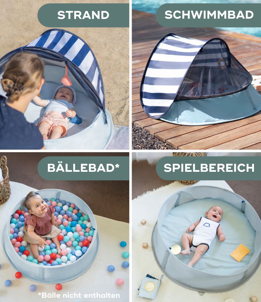 Strandmuschel 3-in-1 Aquani Marinière für unterwegs