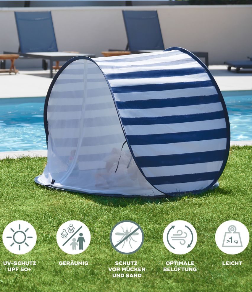 Strandmuschel Marinière mit UV-Schutz 50+, geräumig, Schutz vor Mücken, optimale Belüftung