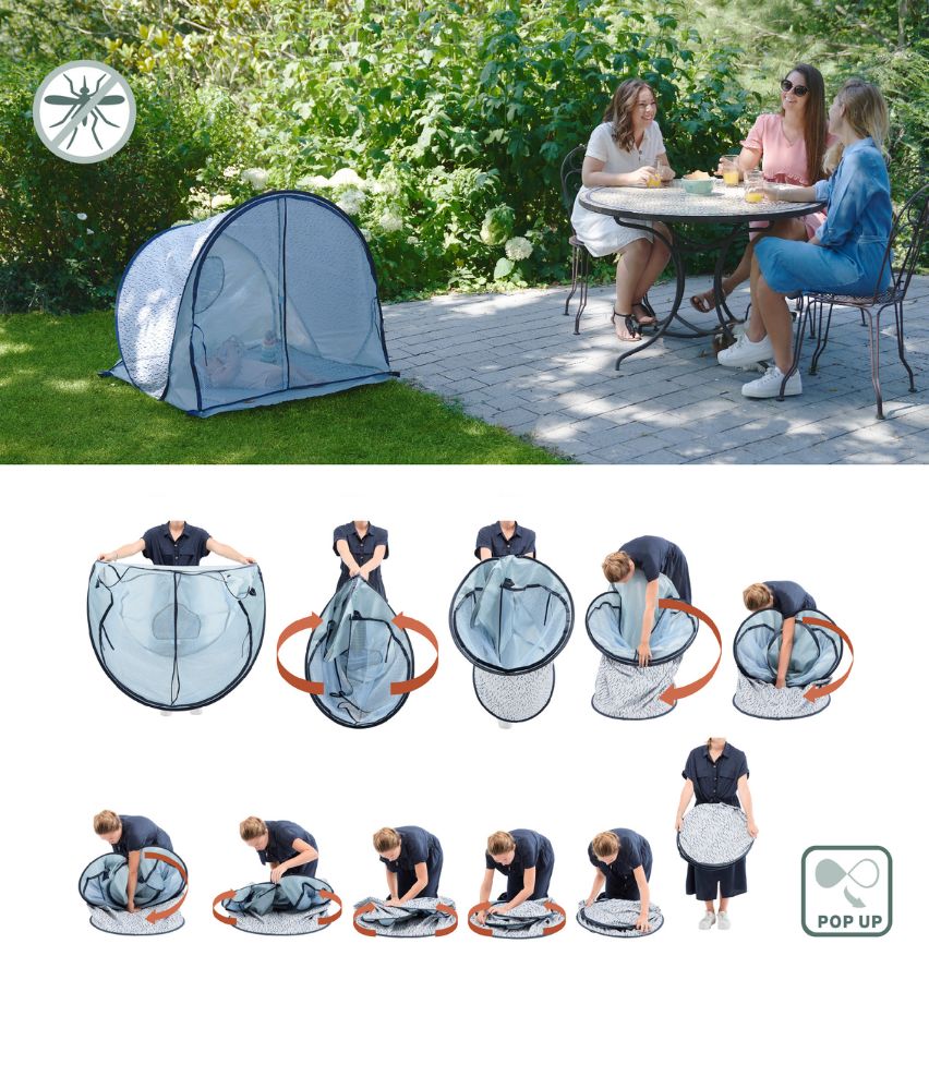 Strandmuschel Blue Waves mit UV-Schutz 50+ Pop up