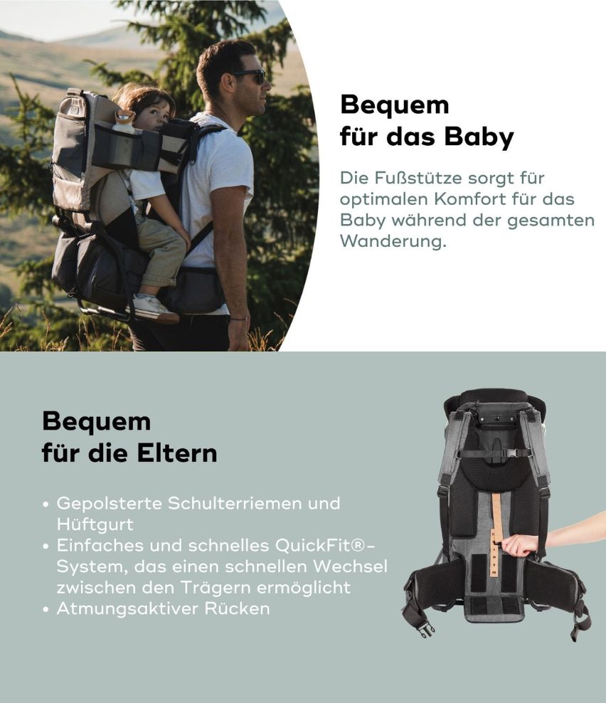 Kraxe Moov & Hike inkl. Regenschutz Ergonomisch