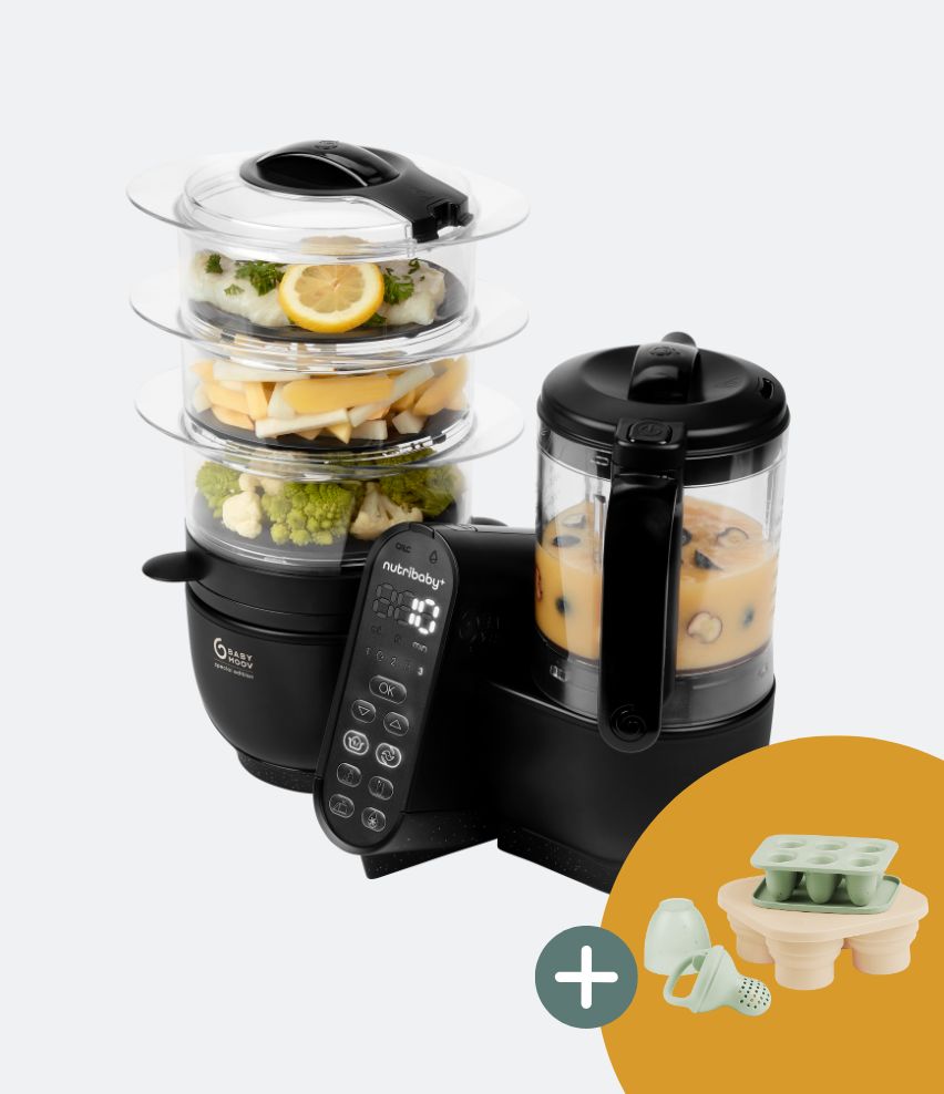 Babynahrungszubereiter Nutribaby(+) XL Black + Gratis Gefrierformen