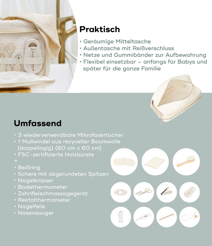 Babypflege-Set Curl White mit 11 Accessoires