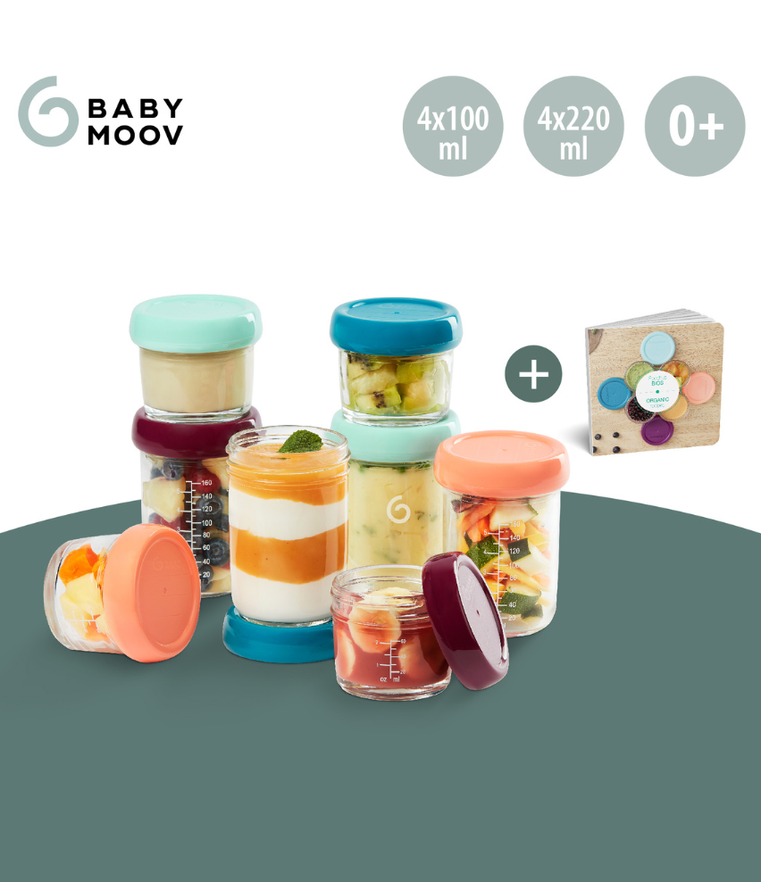 Aufbewahrungsbehälter Babybols aus Glas, inkl. Rezeptheft