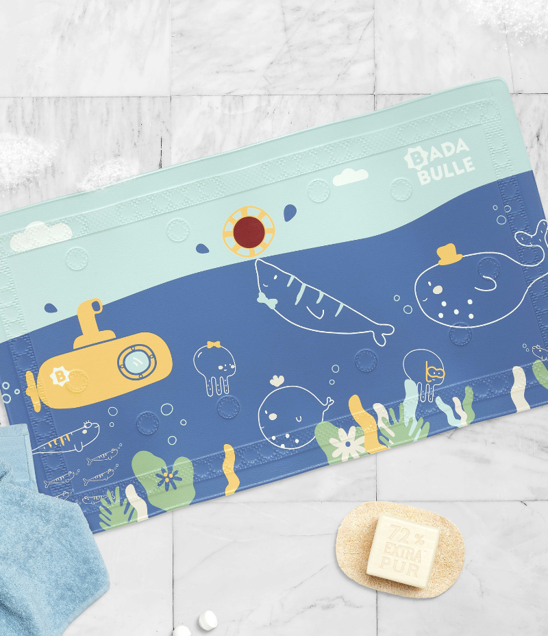 Badematte mit Thermometer Meerestiere