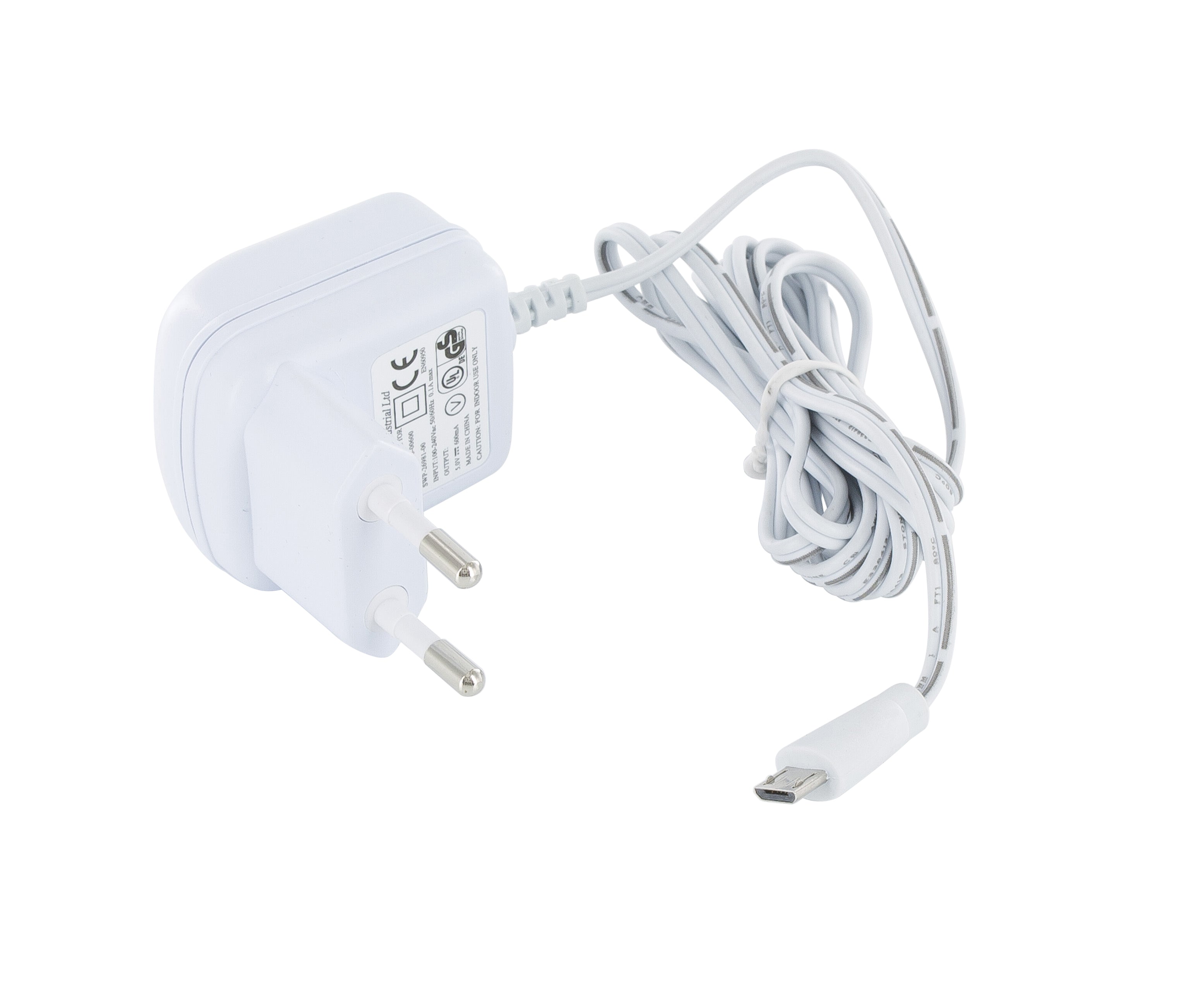 Kabel zasilający do wszystkich elektronicznych niań audio / micro USB 5V-600mA_biały