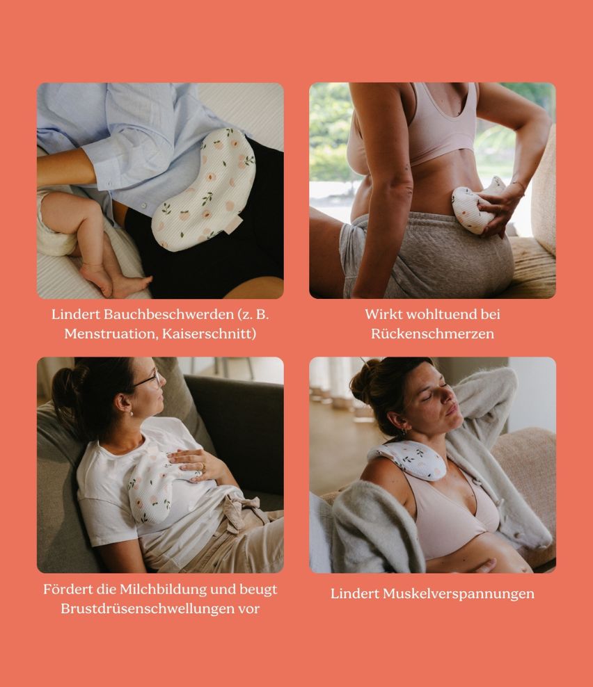 Wärmekissen Snoogy Mom Peaches lindert Schmerzen